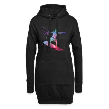Kite Surfing Kitesurf Weltraum Kinder Kitesurfen - Hoodie-Kleid - Schwarz - Vorne