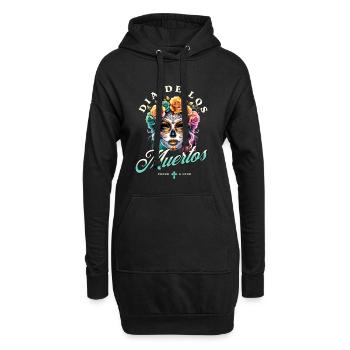 Dia De Los Muertos - Hoodie-Kleid - Schwarz - Vorne