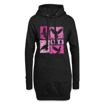 Adler Retro Grafik Silhouetten - Hoodie-Kleid - Schwarz - Vorne