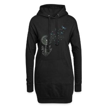 Pissenlit avec libellules - Sweat-shirt à capuche long Femme - noir - Devant