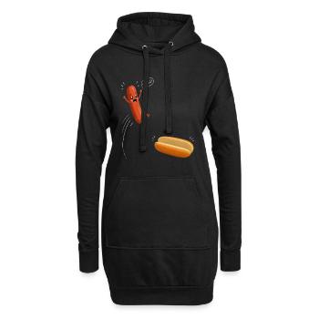 Hot Dog, Würstchen, BBQ, Grillen, Griller - Hoodie-Kleid - Schwarz - Vorne