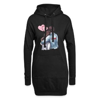Love Forever – Couple romantique en étreinte - Sweat-shirt à capuche long Femme - noir - Devant