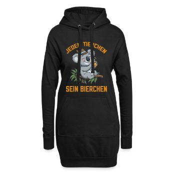 Jedem Tierchen sein Bierchen Koala Bär trinkt Bier - Hoodie-Kleid - Schwarz - Vorne