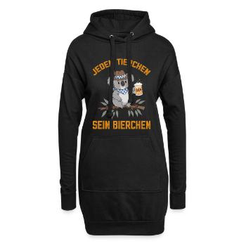 Jedem Tierchen sein Bierchen Koala Bär trinkt Bier - Hoodie-Kleid - Schwarz - Vorne