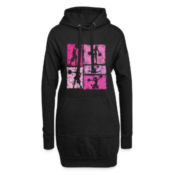 Cheerleader Squad Cheer Sport Vintage Stil - Hoodie-Kleid - Schwarz - Vorne
