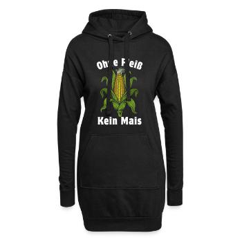 Ohne Fleiß kein Mais | Maiskolben mit Blättern - Hoodie-Kleid - Schwarz - Vorne