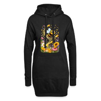 abeille, apiculteur, nid d’abeille, fleurs, insecte des prairies, - Sweat-shirt à capuche long Femme - noir - Devant