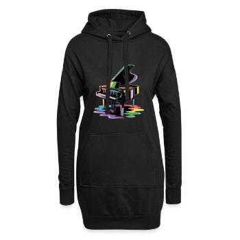 Klavier - Hoodie-Kleid - Schwarz - Vorne