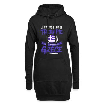 Besoin de Grèce Pas de thérapie - Sweat-shirt à capuche long Femme - noir - Devant