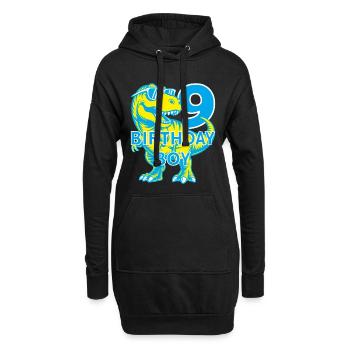 DINO 9 ANS DINOSAURE 9E ANNIVERSAIRE - Sweat-shirt à capuche long Femme - noir - Devant