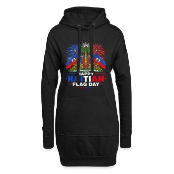 Festliches haitianisches Flaggenfest - Hoodie-Kleid - Schwarz - Vorne