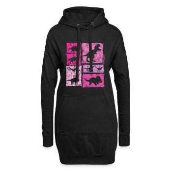Graphique vintage dinosaure dinosaure - Mignons dinosaures - Sweat-shirt à capuche long Femme - noir - Devant