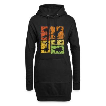 Graphique vintage de dinosaures - Sweat-shirt à capuche long Femme - noir - Devant