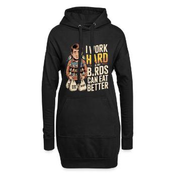 Travaillez dur pour que les oiseaux mangent mieux - Sweat-shirt à capuche long Femme - noir - Devant