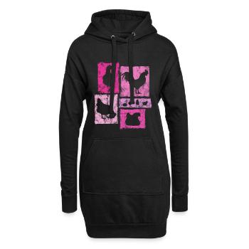 Graphique de poulets pour l’agriculteur et l’élevage - Sweat-shirt à capuche long Femme - noir - Devant