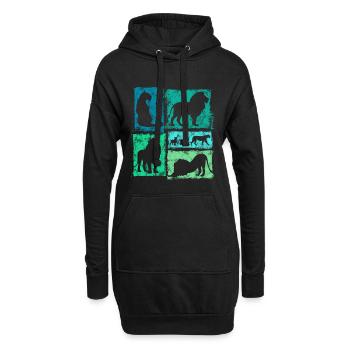 Graphisme rétro de Lions Silhouettes - Sweat-shirt à capuche long Femme - noir - Devant