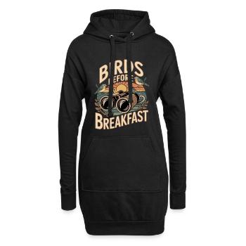 Des oiseaux avant le petit-déjeuner - Sweat-shirt à capuche long Femme - noir - Devant