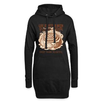 La vie au petit-déjeuner est meilleure avec des roulés à la cannelle - Sweat-shirt à capuche long Femme - noir - Devant