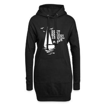 Segelboot Meer Reise Motiv Vintage - Hoodie-Kleid - Schwarz - Vorne