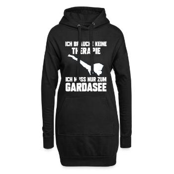 Ich brauche keine Therapie ich muss zum Gardasee - Hoodie-Kleid - Schwarz - Vorne