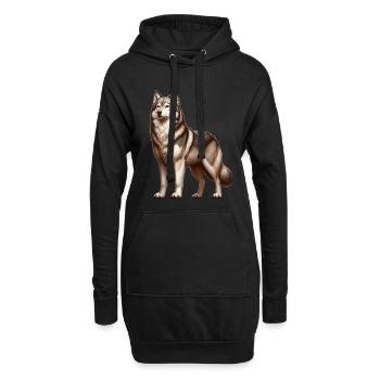 Wolfhund - Hoodie-Kleid - Schwarz - Vorne