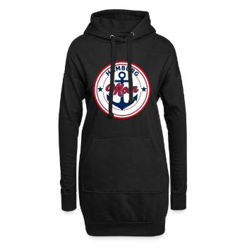 Hamburg Moin Rundemblem Schiff Anker  - Hoodie-Kleid - Schwarz - Vorne