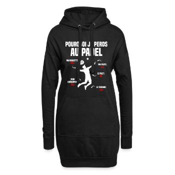 Joueur de Padel Perdant Pourquoi Je Perds Au Padel - Sweat-shirt à capuche long Femme - noir - Devant