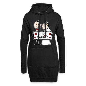 Hochzeitspaar Cartoon just married - Hoodie-Kleid - Schwarz - Vorne