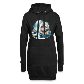 Motif du macaque japonais - Sweat-shirt à capuche long Femme - noir - Devant
