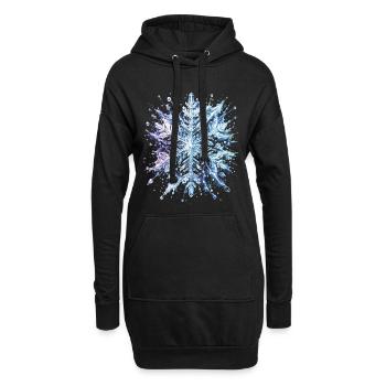 Flocon de Neige Cristal Glacé Splash Art - Sweat-shirt à capuche long Femme - noir - Devant