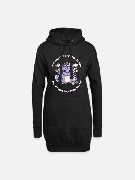 One Unexpected Sound Away From Becoming Static - Hoodie Dress - black