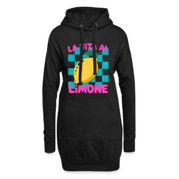 La Vita al Limone – Zitrus Retro Motiv - Hoodie-Kleid - Schwarz - Vorne