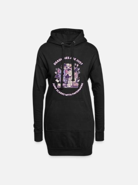 Deadlines Are Jump Scares With Paperwork - Hoodie Dress - black