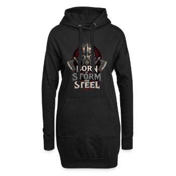 Né de tempête et d’acier - Sweat-shirt à capuche long Femme - noir - Devant