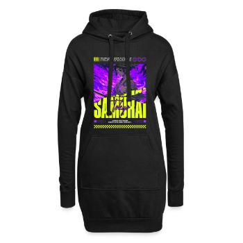 Tokyo Samurai Girl: Purple Flame Aesthetics - Hoodie Dress - black - Front