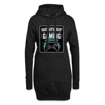 Hausaufgaben? Nein Danke! Gaming - Ja Bitte! - Hoodie-Kleid - Schwarz - Vorne
