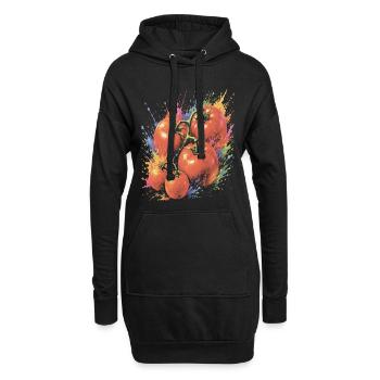 Tomato on the Vine, mehrfarbiges Gemüse, Splash Art - Hoodie-Kleid - Schwarz - Vorne