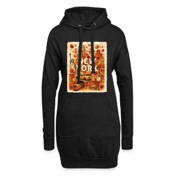 Herbst-Sketch aus New York City - Hoodie-Kleid - Schwarz - Vorne
