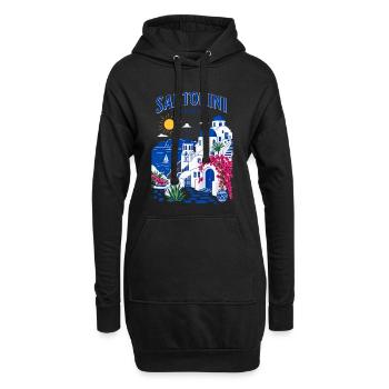 Santorini, Griechenland, Reisedesign - Hoodie-Kleid - Schwarz - Vorne
