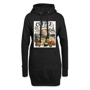 Kaffeekultur Paris Café Collage - Hoodie-Kleid - Schwarz - Vorne