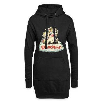Death Metal Unicorn – Retro 70s Vintage - Hoodie-Kleid - Schwarz - Vorne