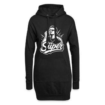 Süper Script Wortmarke Jugendwort - Hoodie-Kleid - Schwarz - Vorne