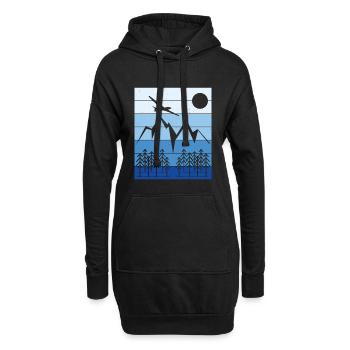 Segelflug Landschaft Design - Hoodie-Kleid - Schwarz - Vorne