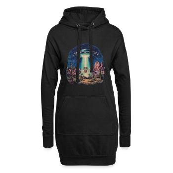 Disc Golf Basket UFO Desert Retro Vintage Sci-Fi Moti - Hoodie Dress - black - Front