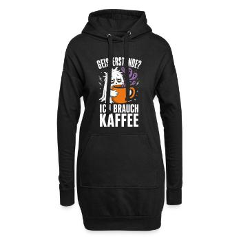 Geisterstunde? Ich brauch Kaffee – Halloween - Hoodie-Kleid - Schwarz - Vorne