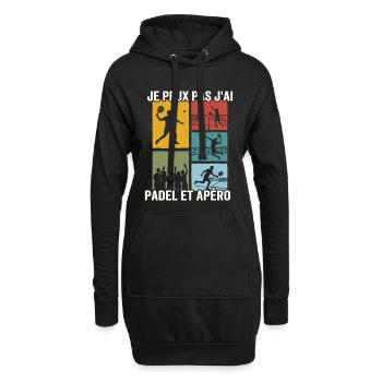 Je Peux Pas J'ai Padel et Apéro Humour - Sweat-shirt à capuche long Femme - noir - Devant