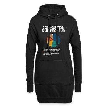 T-shirt Pêche Humour Composition d'un Pêcheur Cade - Sweat-shirt à capuche long Femme - noir - Devant