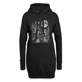 Race de chien Basset Hound drôle Moon - Sweat-shirt à capuche long Femme - noir - Devant