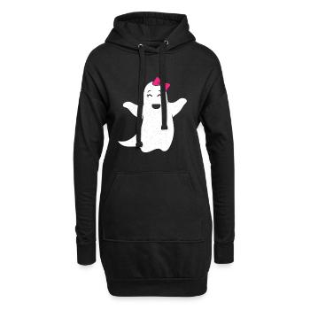 Ghost girl with pink bow - Hoodie Dress - black - Front