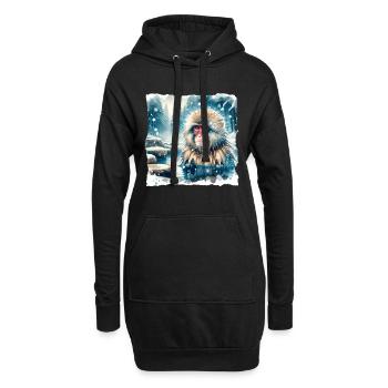 Schneeaffe Geschenk - Hoodie-Kleid - Schwarz - Vorne